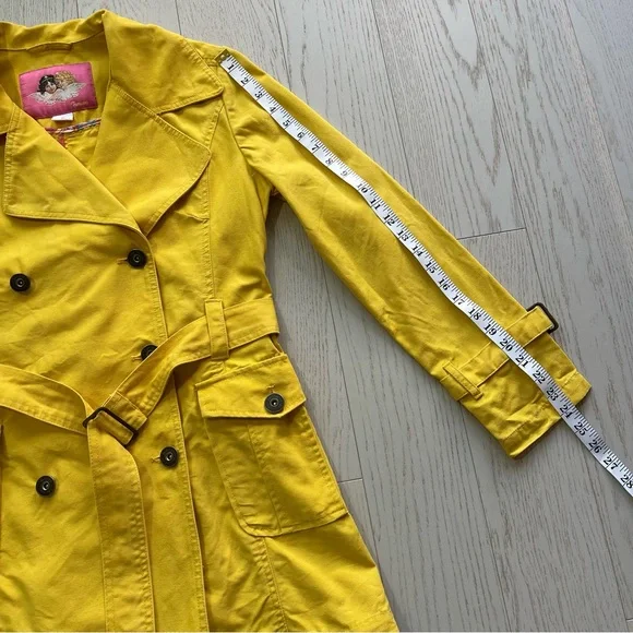 Vintage Y2K yellow fiorucci double breasted cotton canvas peacoat trench coat - Picture 15 of 17